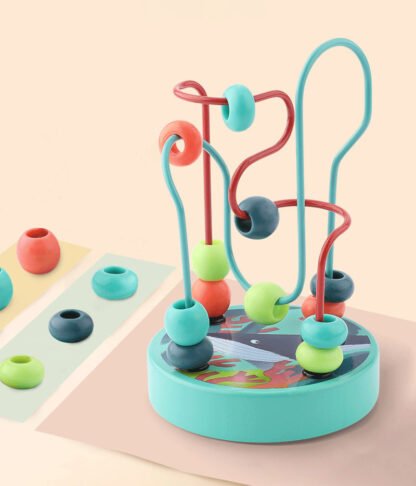 Coloful Mini Wooden Bead Maze Roller Coaster